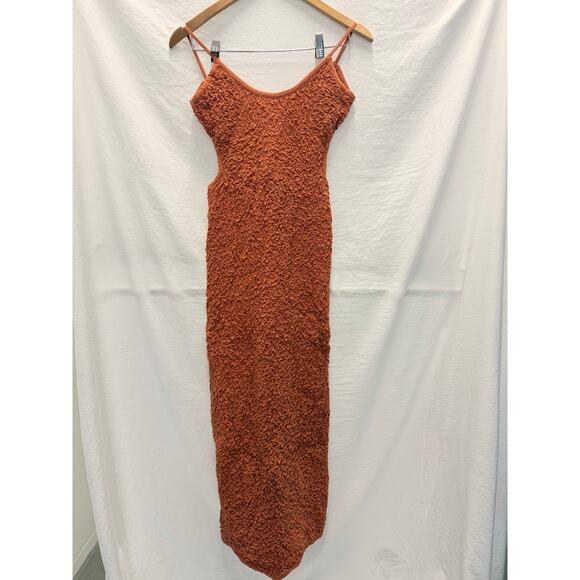 Free People Cutout Za Za Midi Dress Burned Orange Fall Autumn Ruched - Picture 2 of 5